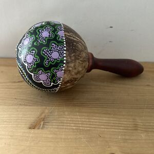 Coconut Shell Maraca Colorful Hand Painted Dot Painting Music Rattle Shaker